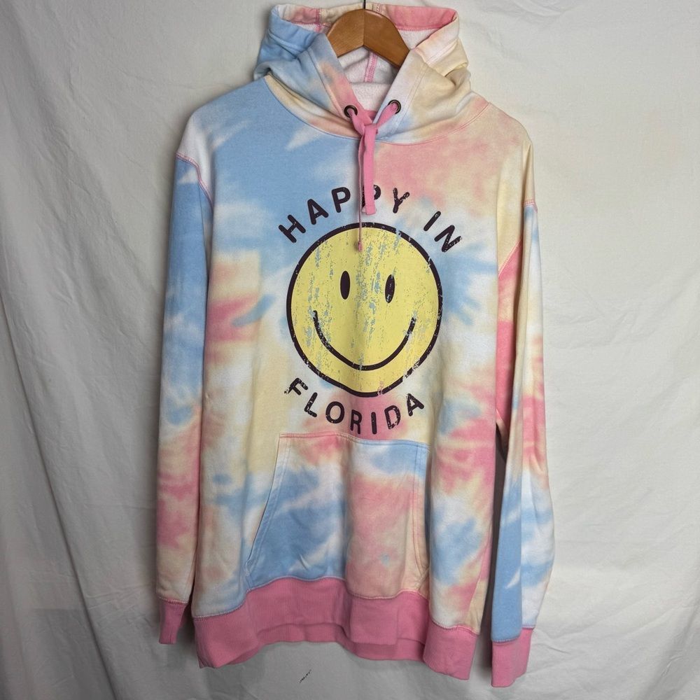 Creative Apparel Concepts Tie Dye "Happy In Florida" Hoodie Size L NWOT